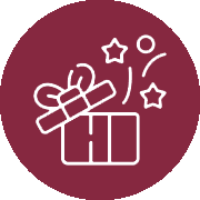 Gift box with stars and confetti popping out.