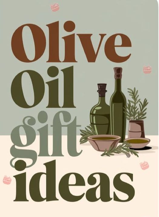 Stylish design of olive oil gift ideas with bottles and herbs.
